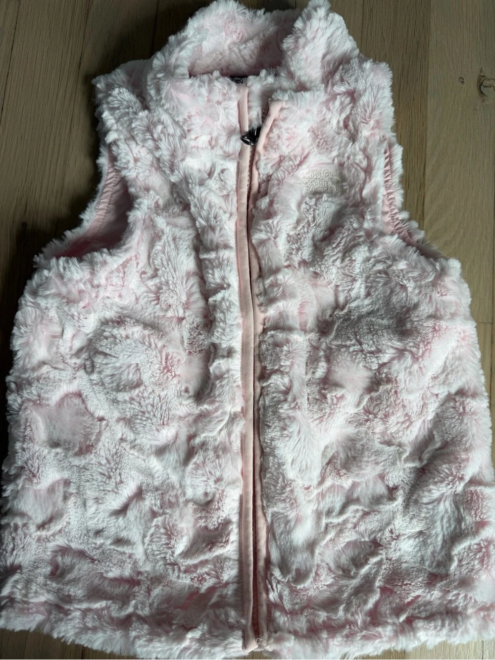 The North face faux fur pink zipper vest size 4